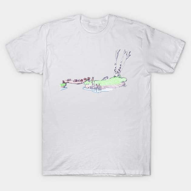 Fritter's Spring: Misty Morning Mound Island Lispe T-Shirt by Lispe